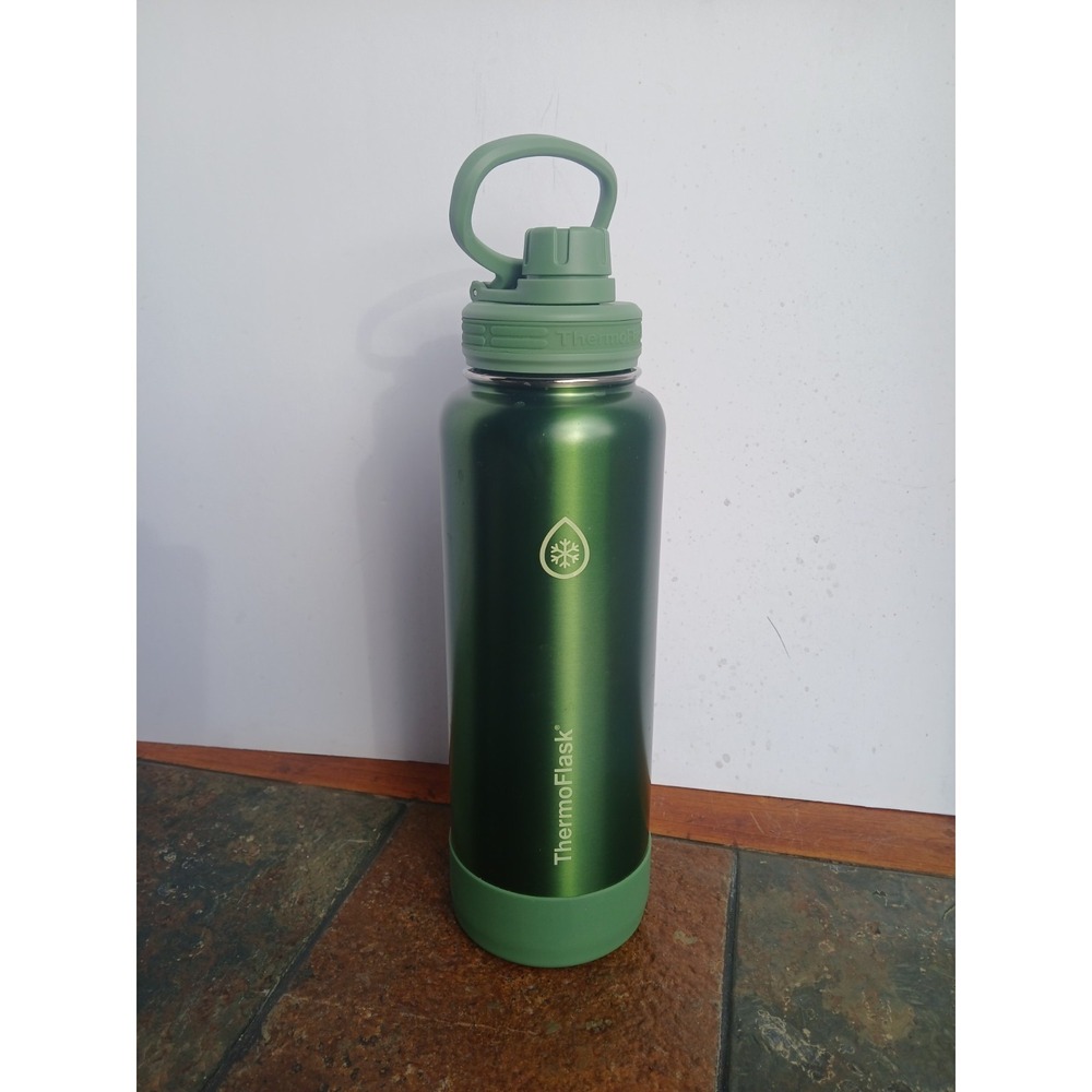 ThermoFlask 40 oz Stainless Steel Water Bottle Green Insulated Wide Mouth Handle